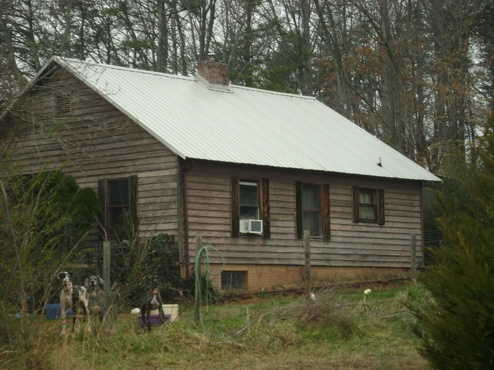 White metal roof on an old wood sided farmhouse, from a Metal Roof Installation job in Fertile